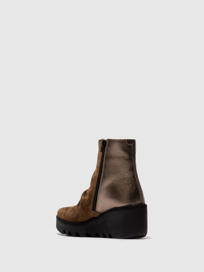 Zip Up Ankle Boots BAAN538FLY ELEPHANT/DK. GOLD