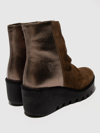 Zip Up Ankle Boots BAAN538FLY ELEPHANT/DK. GOLD