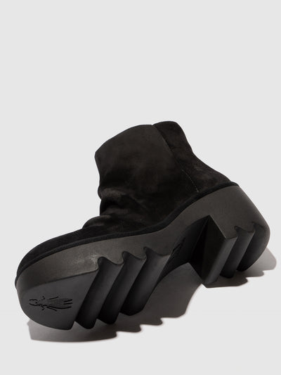 Zip Up Ankle Boots TULP592FLY OIL SUEDE BLACK