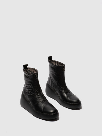 Zip Up Ankle Boots DRIM646FLY VELVET BLACK