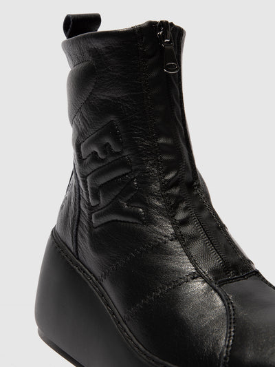Zip Up Ankle Boots DRIM646FLY VELVET BLACK