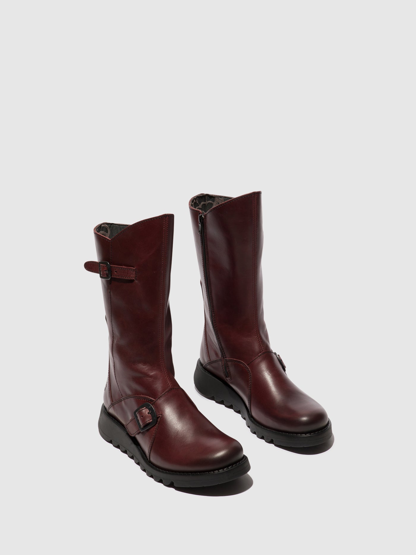Buckle Boots MES 2 WINE(BLACK SOLE)