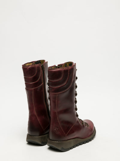 DarkRed Lace-up Boots