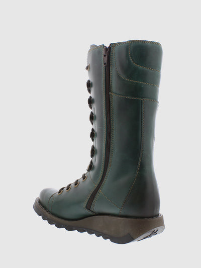 Green Lace-up Boots
