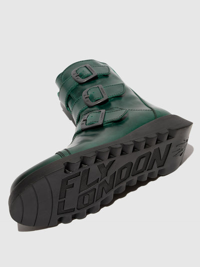 Buckle Ankle Boots SCOP110FLY SHAMROCK GREEN (BLACK SOLE)