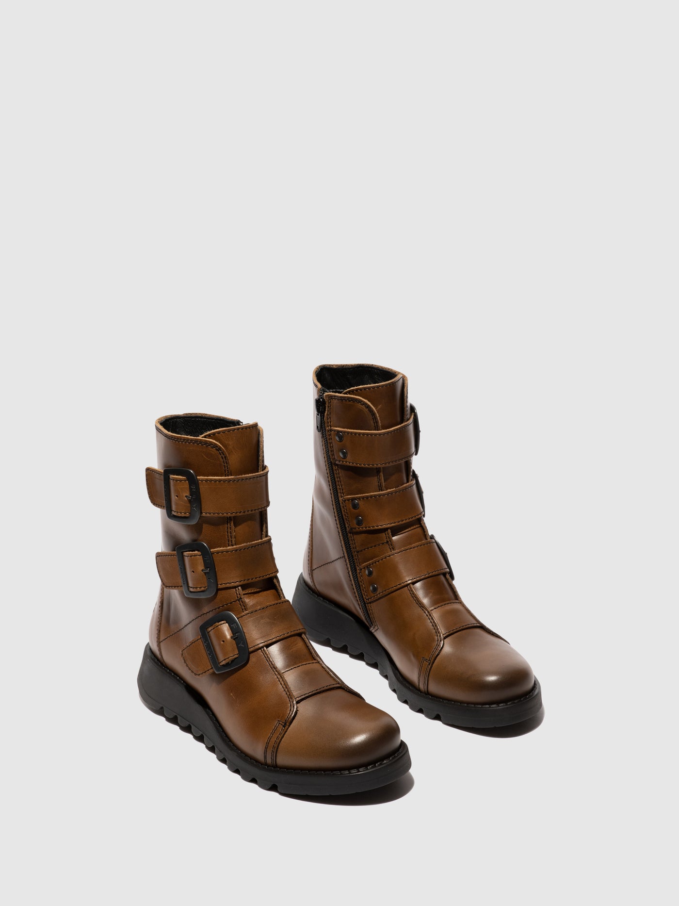 Buckle Ankle Boots SCOP110FLY CAMEL (BLACK SOLE)