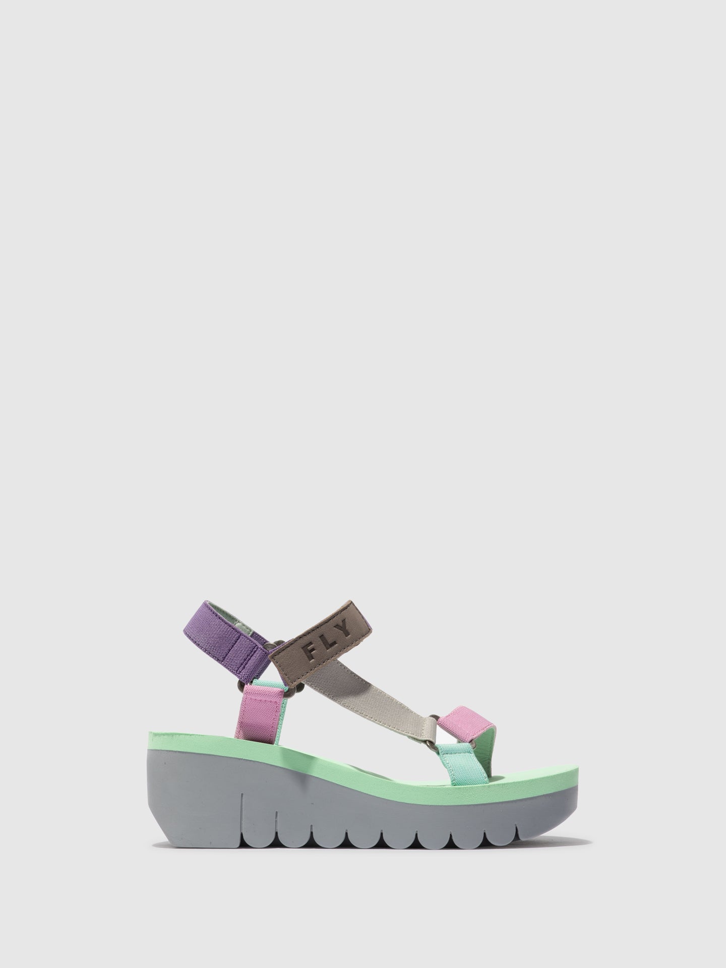 Velcro Sandals YEFA726FLY GREY/MULTICOLOR/SPEARMINT – Fly London EU