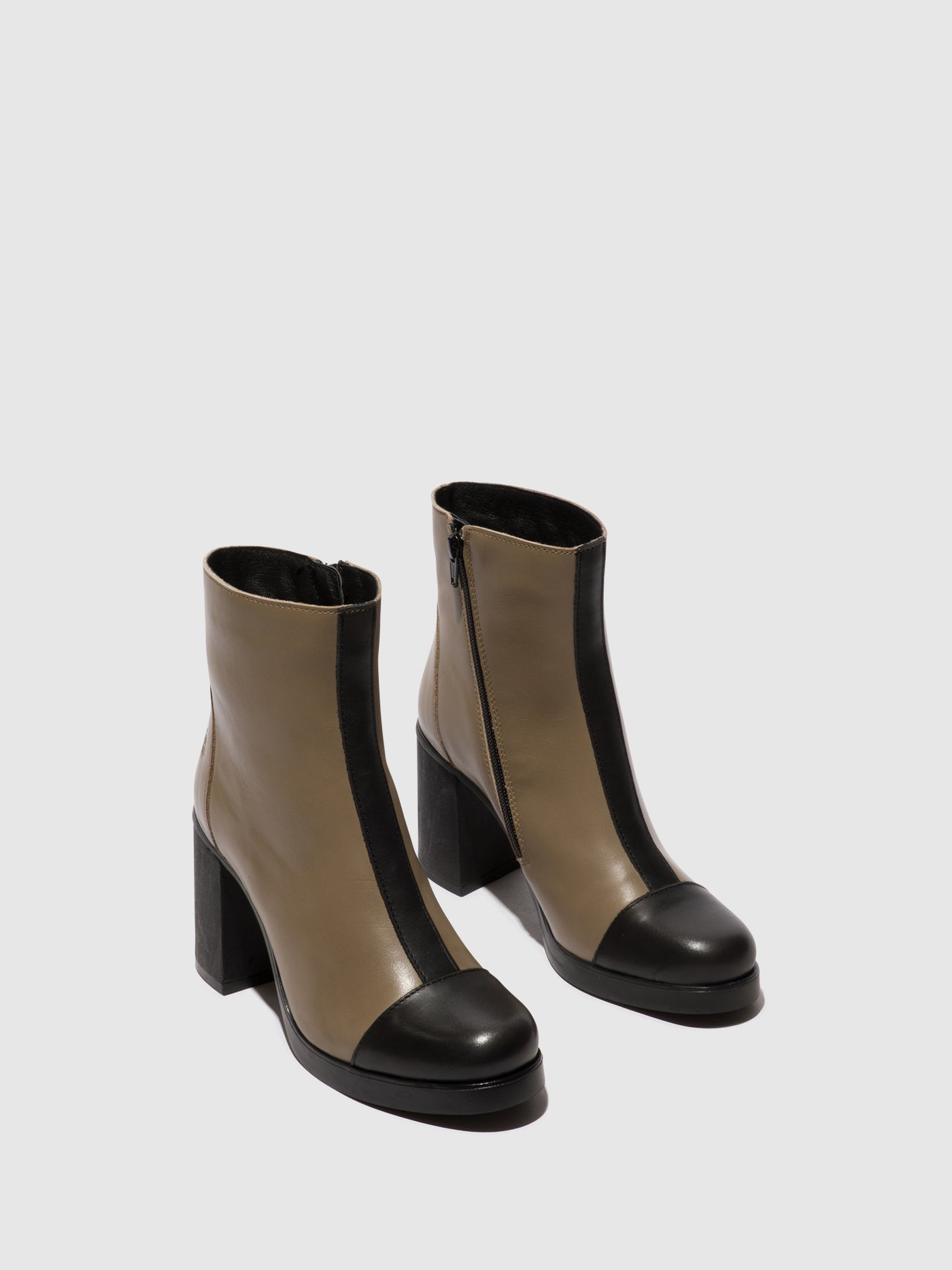 Zip Up Ankle Boots STIR985FLY BLACK/TAUPE