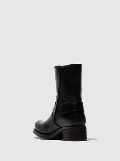 Zip Up Ankle Boots REVA010FLY RUG BLACK