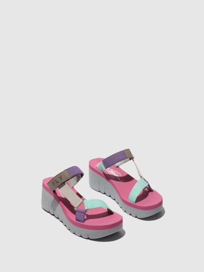 T-Strap Sandals YAKA037FLY GREY/MULTICOLOR/LILAC
