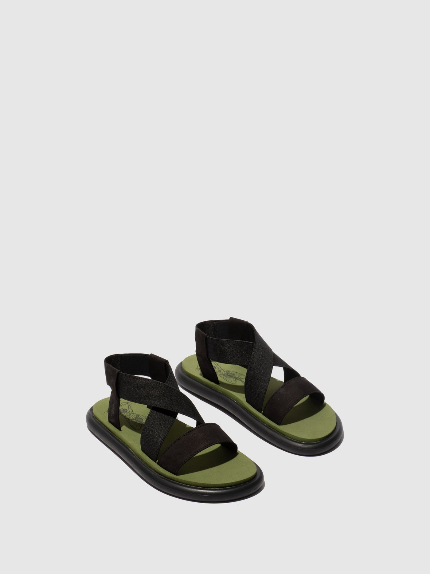 Sling-Back Sandals OAKE067FLY BLACK/BLACK/ARMY GREEN