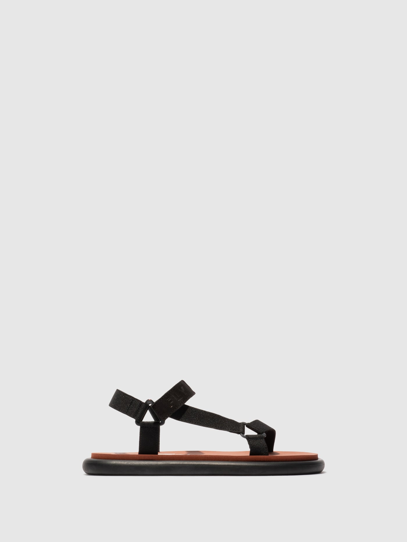 T-Strap Sandals OLIE072FLY BLACK/BLACK/BRICK