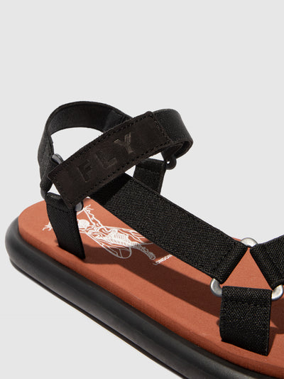 T-Strap Sandals OLIE072FLY BLACK/BLACK/BRICK