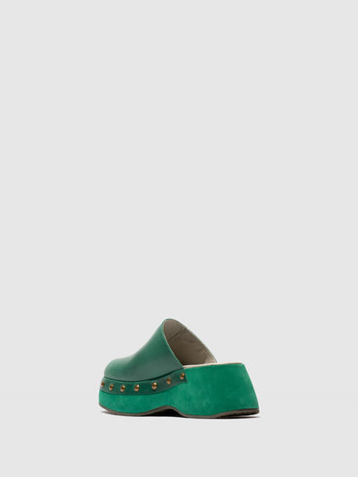 Round Toe Clogs BLEK079FLY GREEN/GREEN