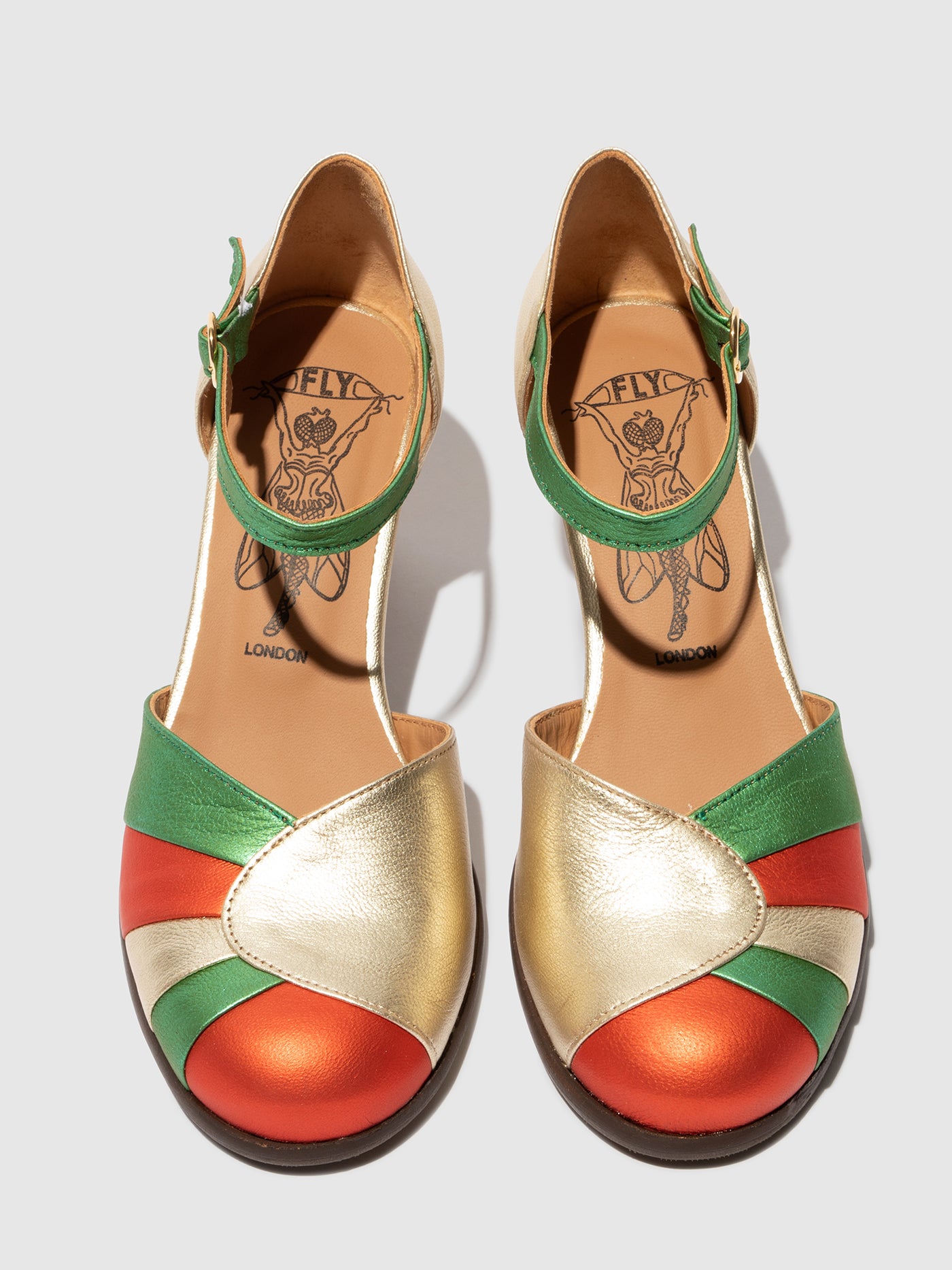 Heel Shoes BESH087FLY GOLD/RED/GREEN
