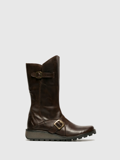 Buckle Boots MES DK BROWN