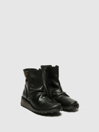Zip Up Ankle Boots MON944FLY BLACK
