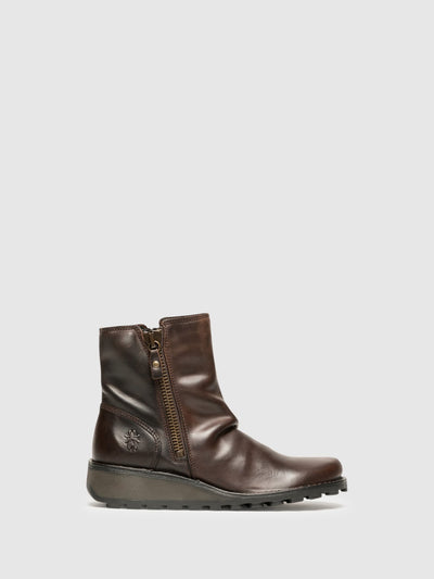 Zip Up Ankle Boots MON944FLY DK. BROWN