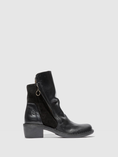 Zip Up Ankle Boots MELY074FLY RUG/OILSUEDE BLACK