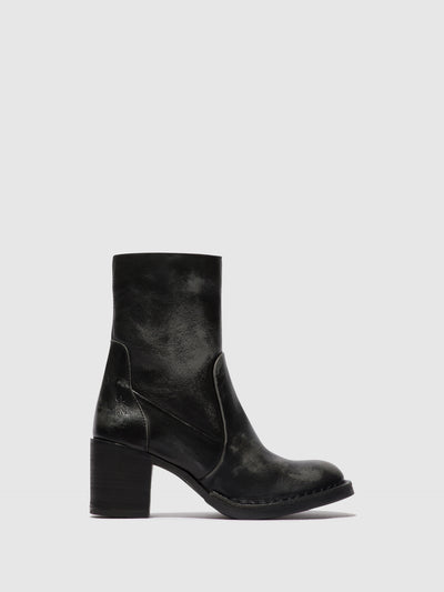 Zip Up Ankle Boots BECY097FLY ANTHRACITE