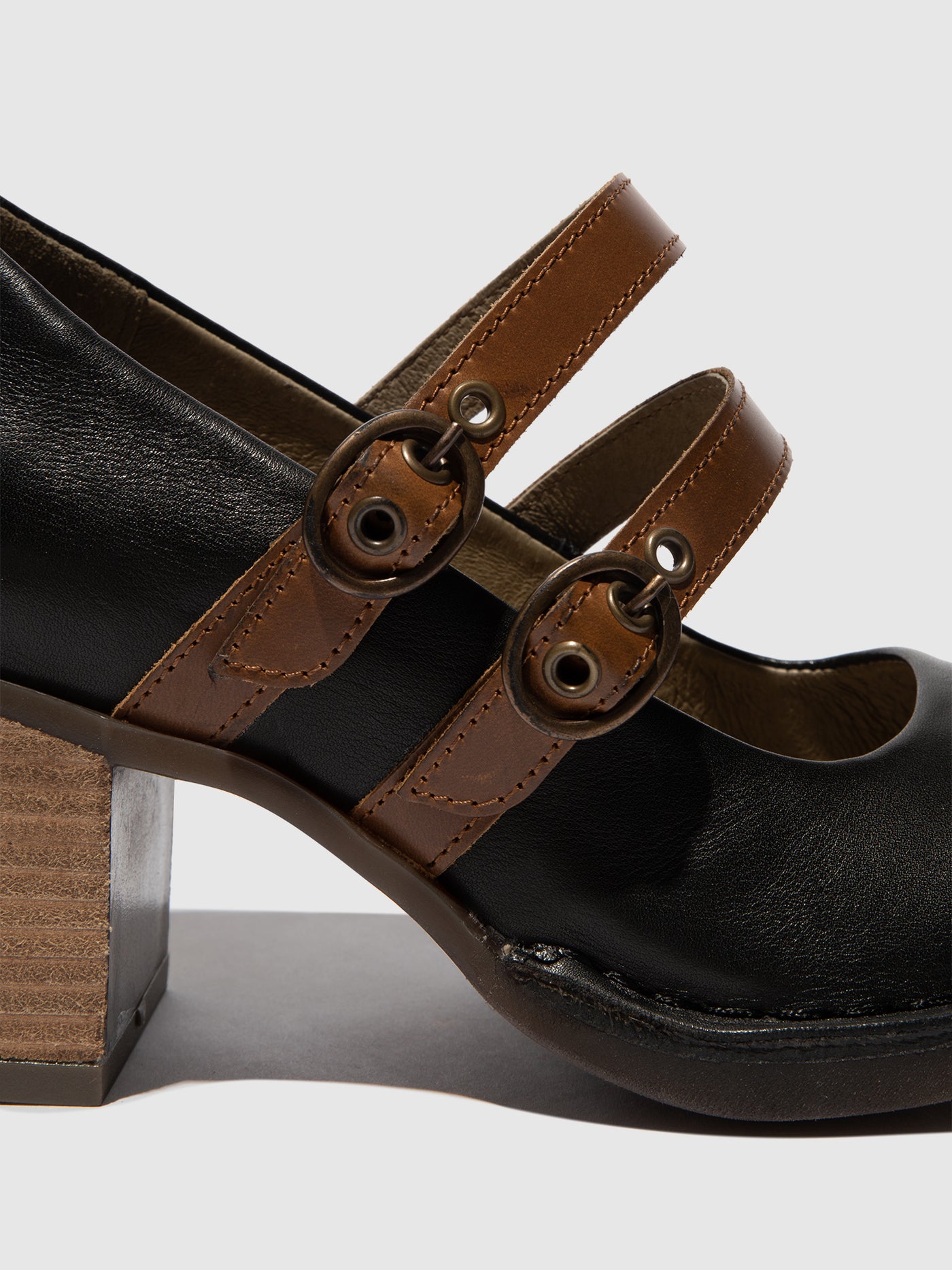 Double Buckle Shoes BALY106FLY BLACK/CAMEL