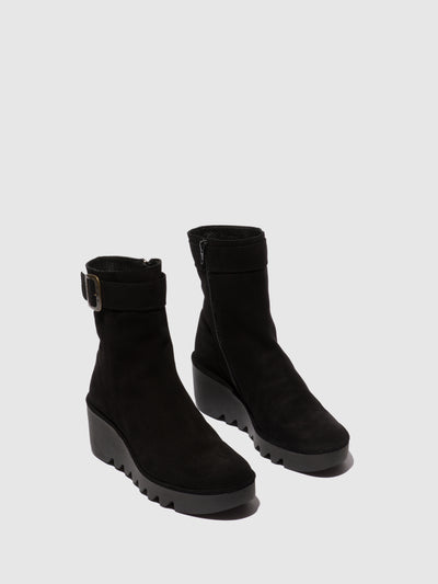 Zip Up Ankle Boots BEPP396FLY OIL SUEDE BLACK