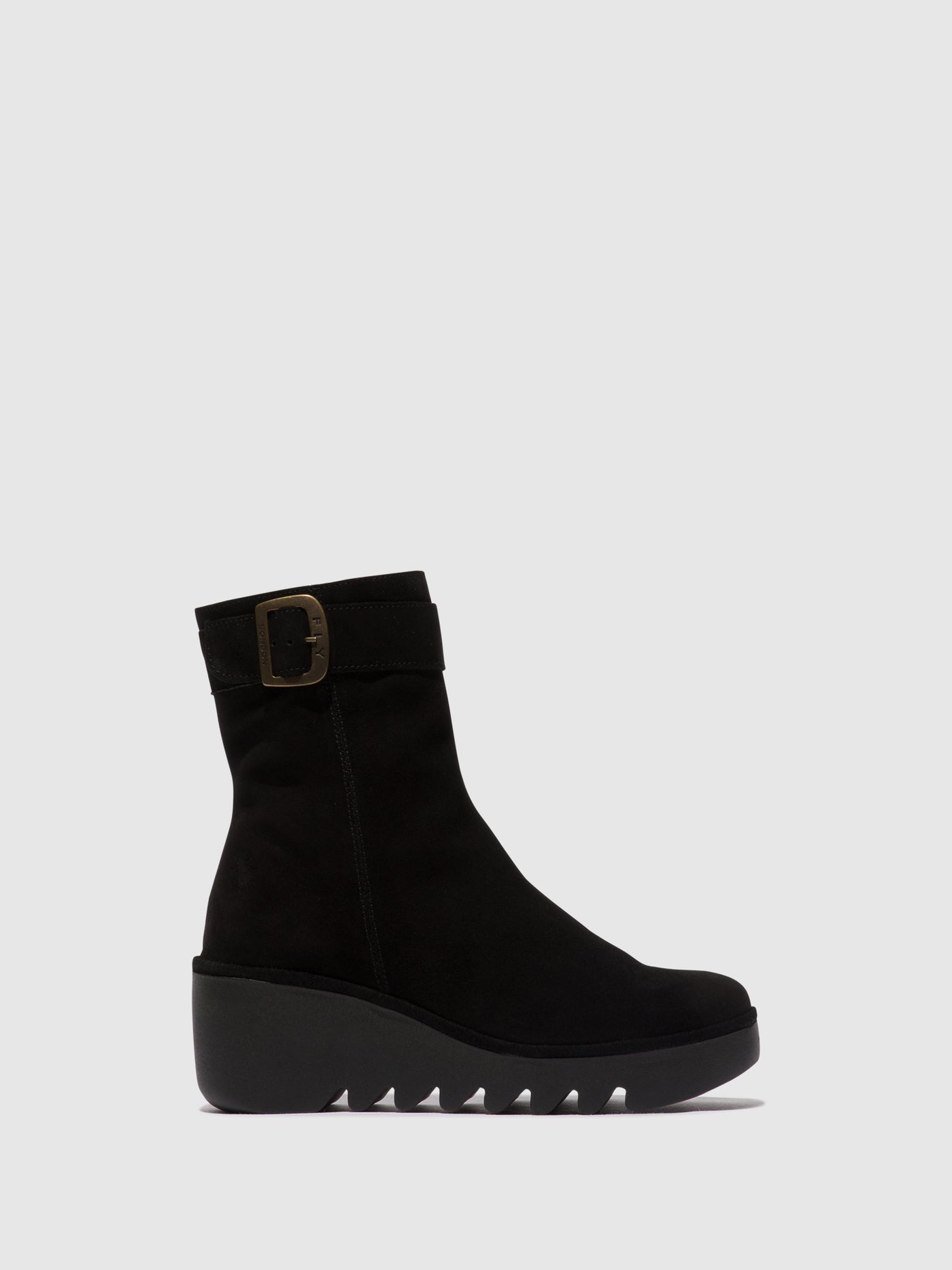 Zip Up Ankle Boots BEPP396FLY OIL SUEDE BLACK