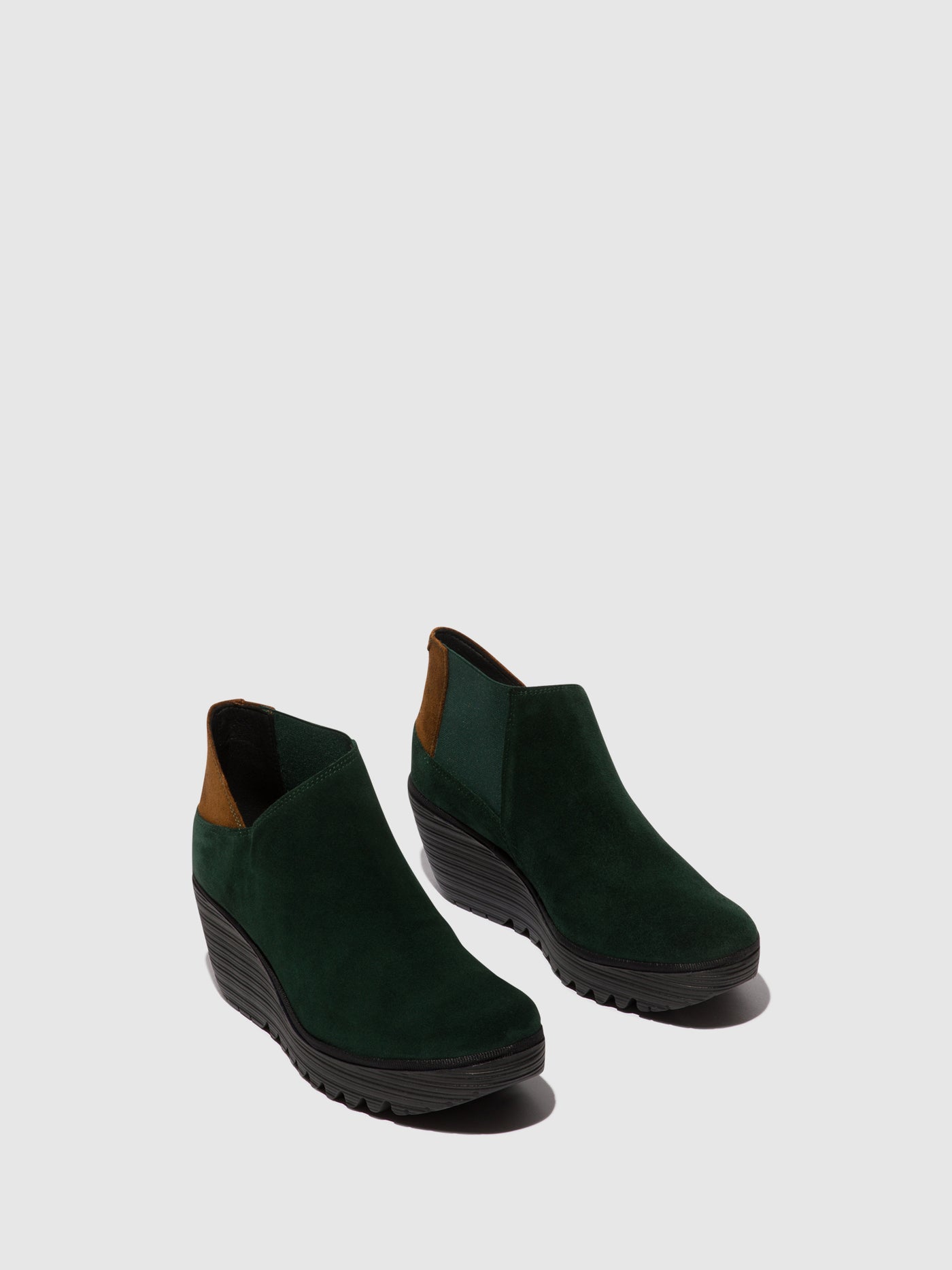 Zip Up Ankle Boots YEGO400FLY FOREST GREEN/CAMEL