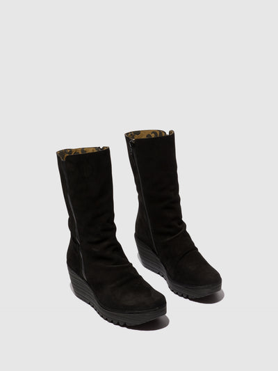 Zip Up Ankle Boots YEMY408FLY OIL SUEDE/MOUSSE BLACK