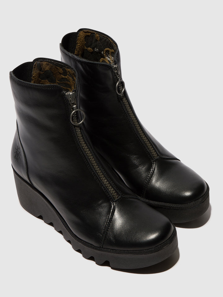 Black zip up ankle boots best sale