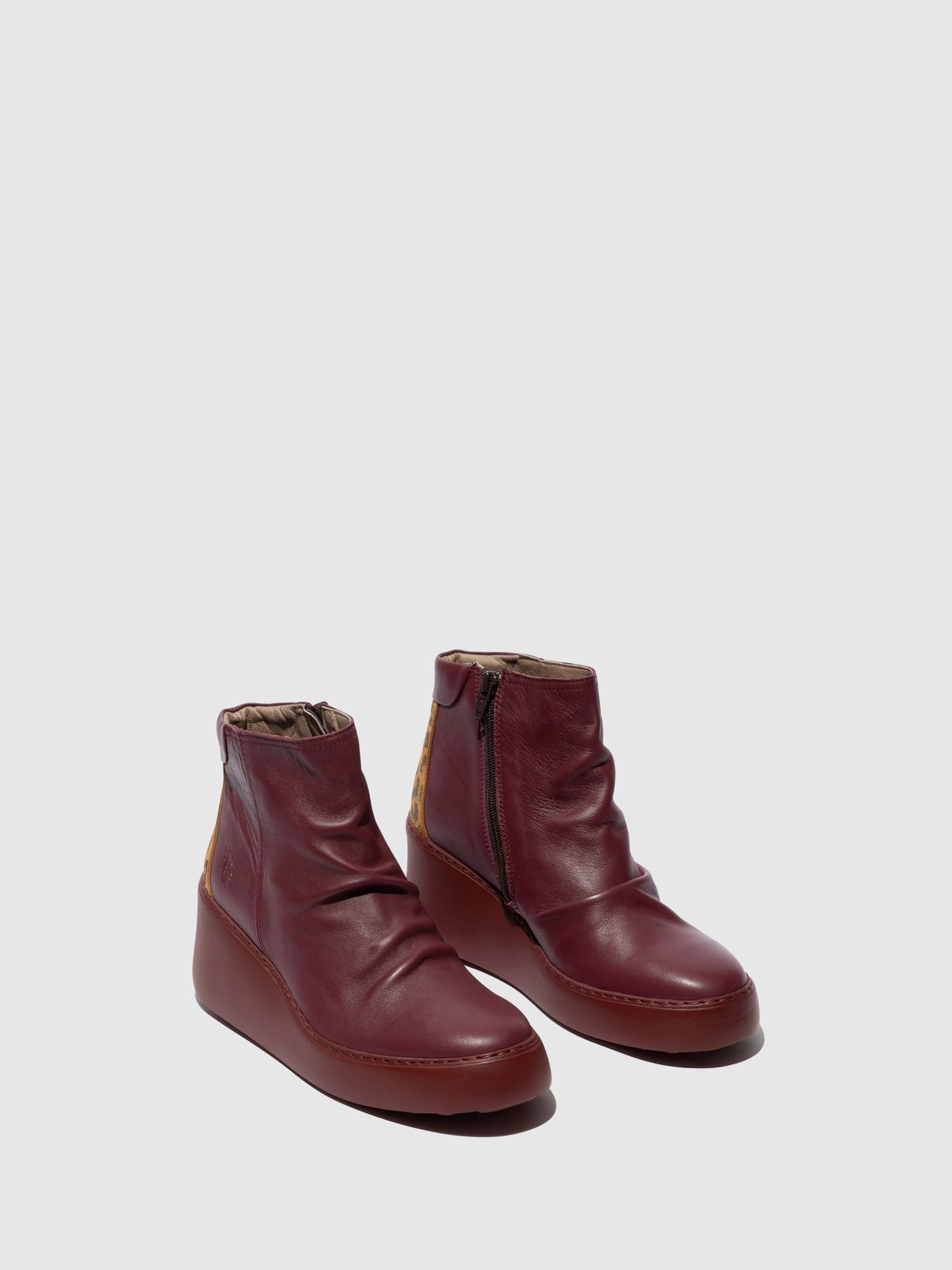 Zip Up Ankle Boots DABE461FLY WINE/TAN