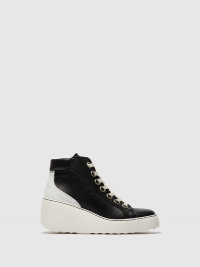 Lace-up Ankle Boots DICE468FLY BLACK (OFFWHITE SOLE)