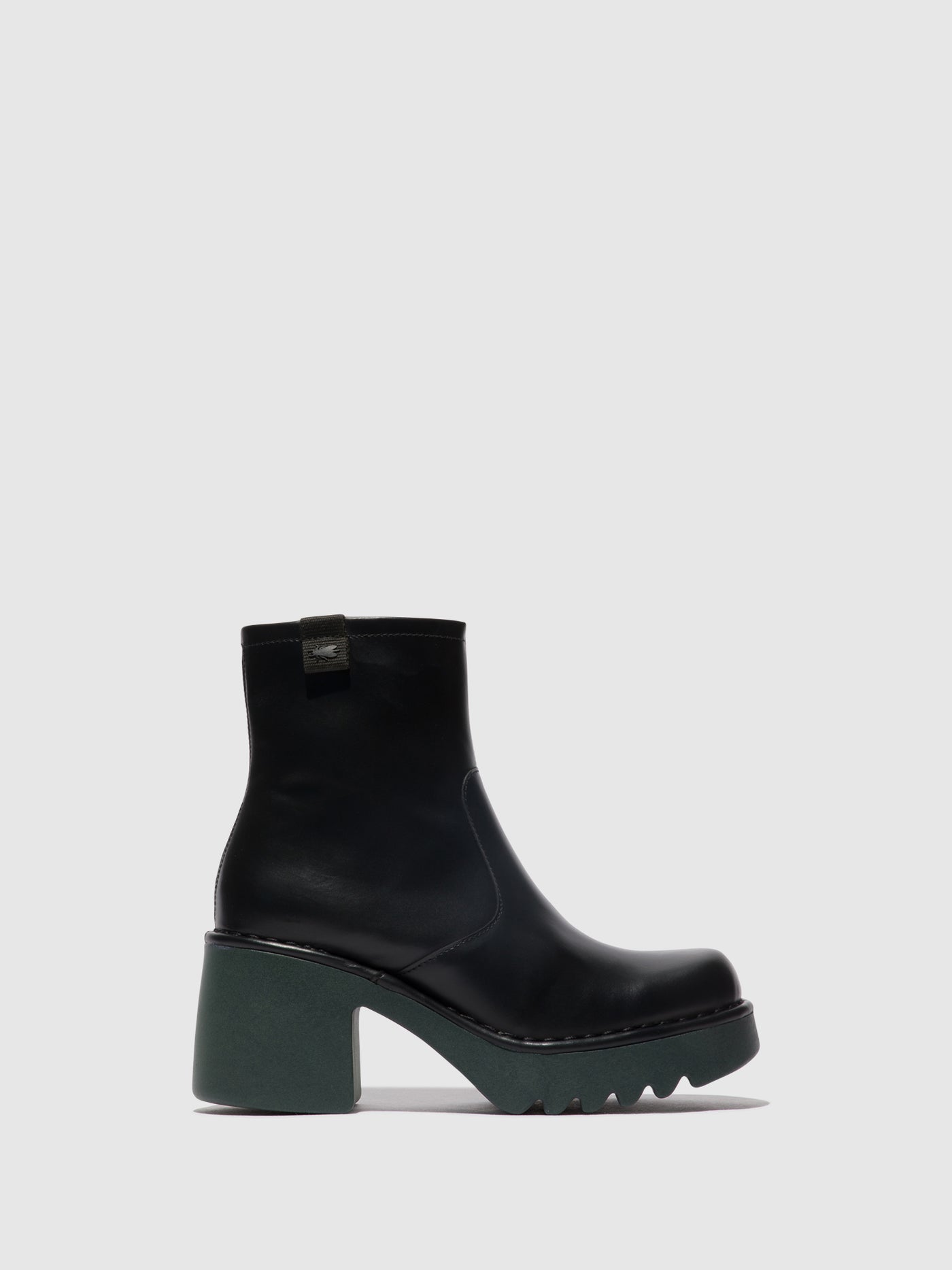 Zip Up Ankle Boots MOGE250FLY BLACK (TEAL SOLE)